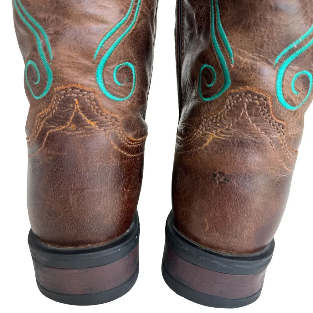 ROPER Little Girl Boots Size 3 Helen Brown Color Floral Embroidery & Leather